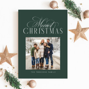 Cartes Pour Fêtes Annuelles Joyeux Noël photo verte élégante