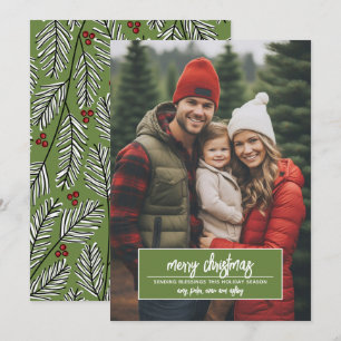 Cartes Pour Fêtes Annuelles Joyeux Noël Photo Verticale Branches Fantaisistes