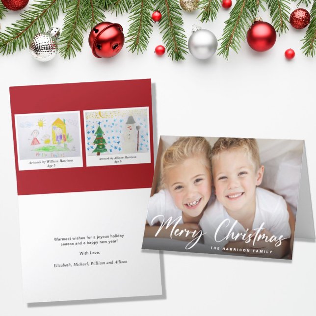 Cartes Pour Fêtes Annuelles Joyeux Noël Photo Vos Dessins Enfants (Créateur téléchargé)