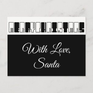 Cartes Pour Fêtes Annuelles Joyeux Noël Piano Keyes Typographie noir blanc