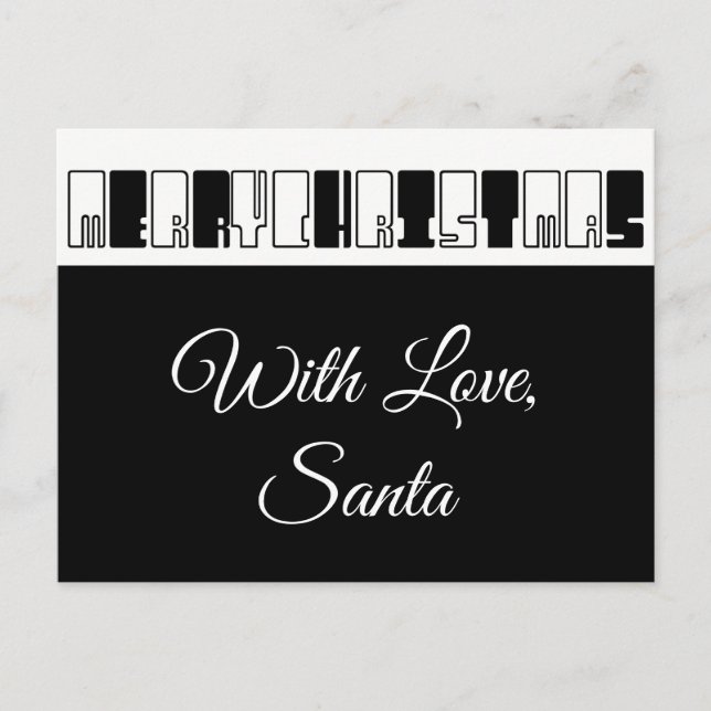 Cartes Pour Fêtes Annuelles Joyeux Noël Piano Keyes Typographie noir blanc (Devant)