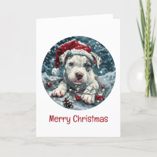 Cartes Pour Fêtes Annuelles Joyeux Noël Pit Bull Père Noël Puppy