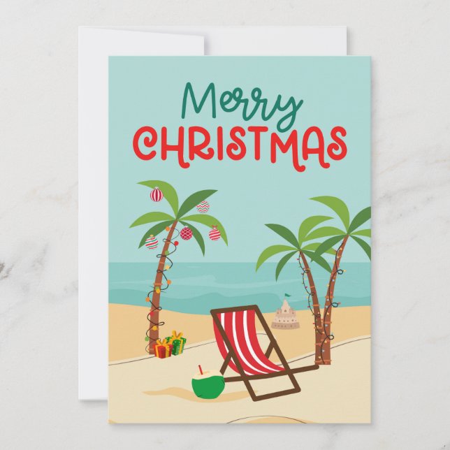 Cartes Pour Fêtes Annuelles Joyeux Noël Plage  (Devant)