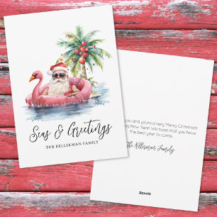 Cartes Pour Fêtes Annuelles Joyeux Noël Plage Tropicale de Santa Saisons des F
