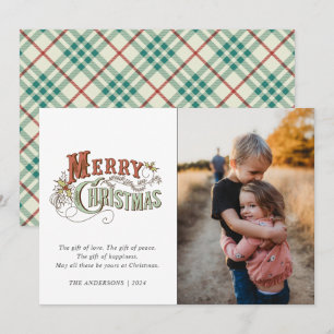 Cartes Pour Fêtes Annuelles Joyeux Noël Plaid Famille Photo Noël