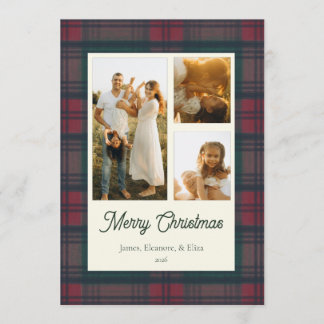 Cartes Pour Fêtes Annuelles Joyeux Noël Plaid Photo Famille