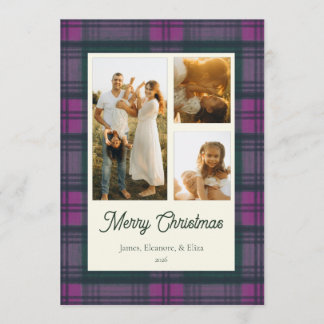 Cartes Pour Fêtes Annuelles Joyeux Noël Plaid Photo Famille