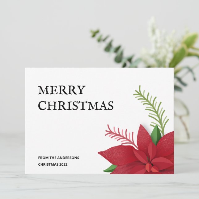 Cartes Pour Fêtes Annuelles Joyeux Noël Poinsettia (Debout devant)