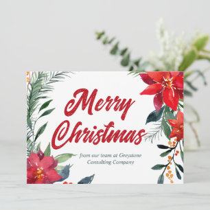 Cartes Pour Fêtes Annuelles Joyeux Noël Poinsettia Floral Custom Company