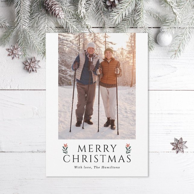 Cartes Pour Fêtes Annuelles Joyeux Noël Poinsettia Photo (Créateur téléchargé)