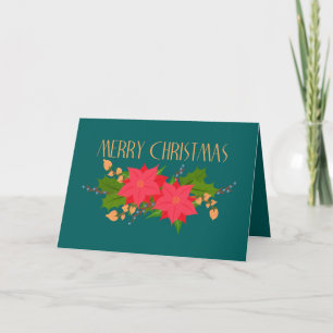 Cartes Pour Fêtes Annuelles Joyeux Noël Poinsettia s'épanouir