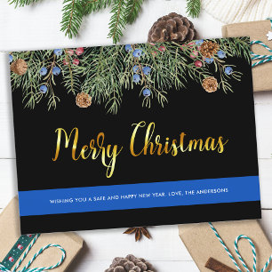 Cartes Pour Fêtes Annuelles Joyeux Noël Police Ligne Bleue Mince Fête Postale