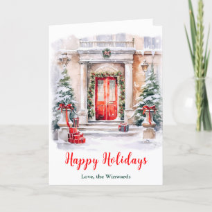 Cartes Pour Fêtes Annuelles Joyeux Noël Porche Avant Vacances de Noël
