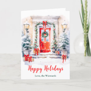 Cartes Pour Fêtes Annuelles Joyeux Noël Porche Avant Vacances de Noël
