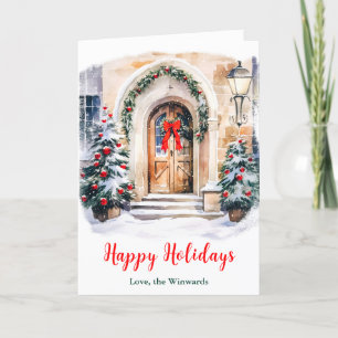 Cartes Pour Fêtes Annuelles Joyeux Noël Porche Avant Vacances de Noël