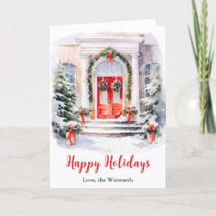 Cartes Pour Fêtes Annuelles Joyeux Noël Porche Avant Vacances de Noël
