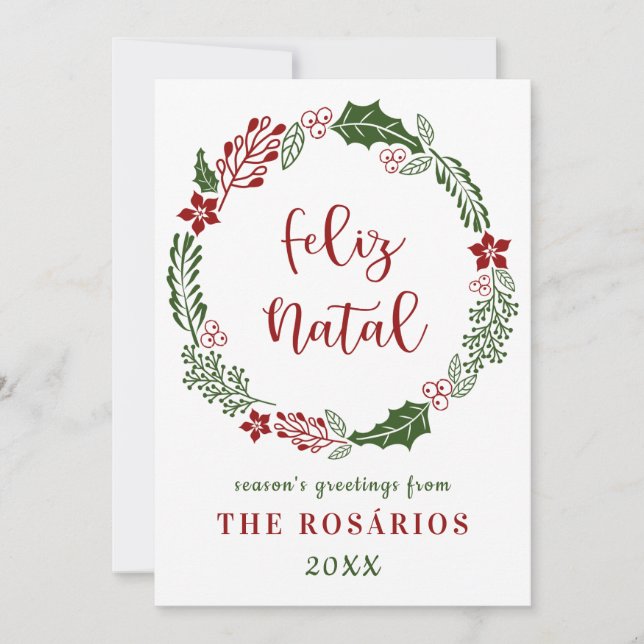 Cartes Pour Fêtes Annuelles Joyeux Noël portugais, personnalisable (Devant)
