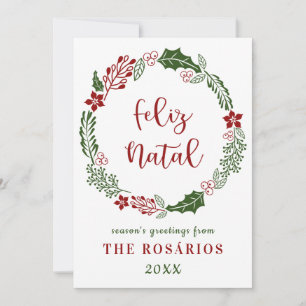 Cartes Pour Fêtes Annuelles Joyeux Noël portugais, personnalisable
