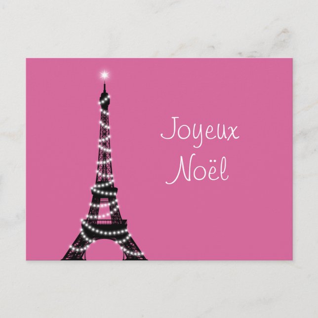 Cartes Pour Fêtes Annuelles Joyeux Noël Postcard in Fuchsia (Devant)