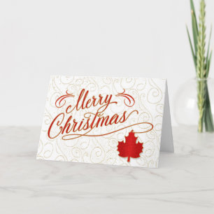 Cartes Pour Fêtes Annuelles Joyeux Noël pour les Canadiens en érable rouge et 