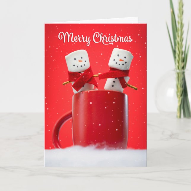 Cartes Pour Fêtes Annuelles Joyeux Noël pour tous les couples de marshmallows (Devant)
