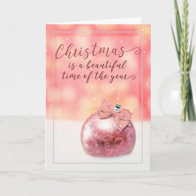 Cartes Pour Fêtes Annuelles Joyeux Noël pour tout le monde Ornement rose Beau (Devant)