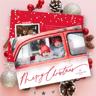 Cartes Pour Fêtes Annuelles Joyeux Noël Poussière de neige écriture manuscrite