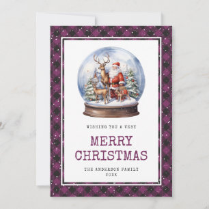 Cartes Pour Fêtes Annuelles Joyeux Noël Purple Snowy Père Noël