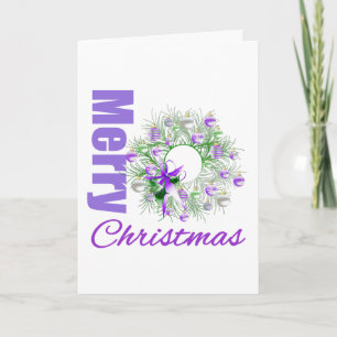 Cartes Pour Fêtes Annuelles Joyeux Noël Purple Thème Jardin Wreath