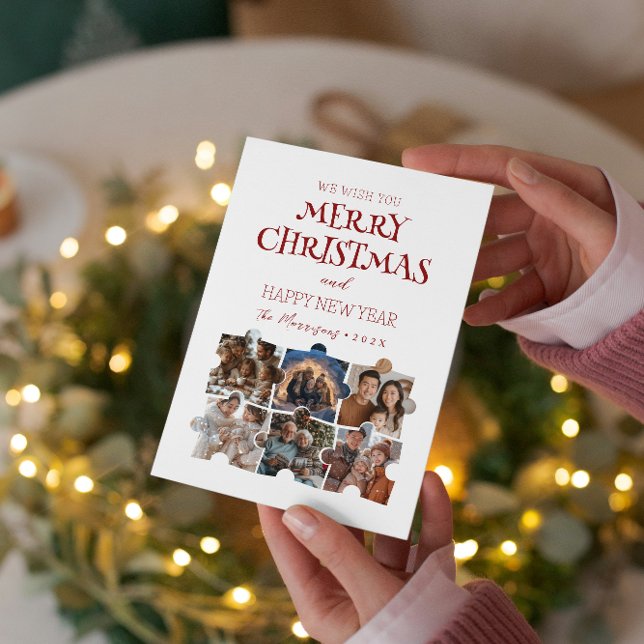 Cartes Pour Fêtes Annuelles Joyeux Noël Puzzle Collage personnalisé Photos (Créateur téléchargé)