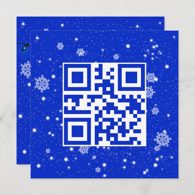 Cartes Pour Fêtes Annuelles Joyeux Noël QR Code sur les flocons de neige (Devant / Derrière)