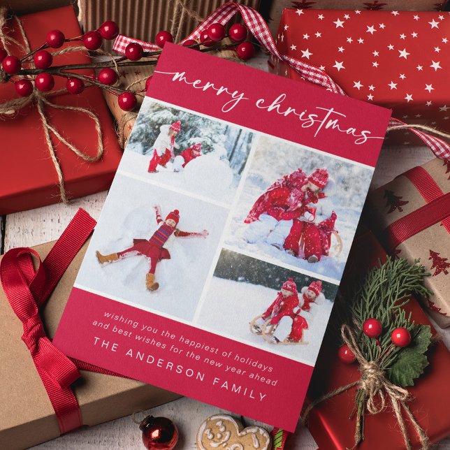 Cartes Pour Fêtes Annuelles Joyeux Noël | Quatre photos modernes (Créateur téléchargé)