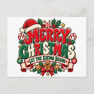 Cartes Pour Fêtes Annuelles Joyeux Noël Que le Repas Commence Vacances Postc
