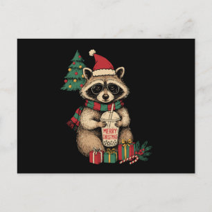 Cartes Pour Fêtes Annuelles Joyeux Noël Raton laveur Bubble Tea Chapeau de Pèr