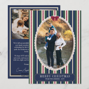 Cartes Pour Fêtes Annuelles Joyeux Noël Rayures Prépa Ruban Bourgogne Photo