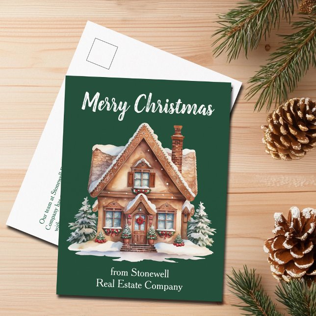 Cartes Pour Fêtes Annuelles Joyeux Noël Real Estate Company Green Home (Créateur téléchargé)