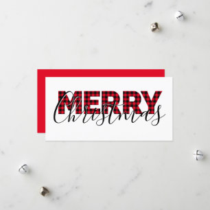 Cartes Pour Fêtes Annuelles Joyeux Noël Red Buffalo Plaid et Calligraphie