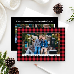 Cartes Pour Fêtes Annuelles Joyeux Noël Red Buffalo Plaid Photo
