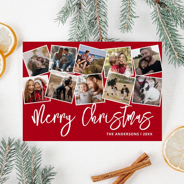 Cartes Pour Fêtes Annuelles Joyeux Noël Red Photo Collage (Créateur téléchargé)
