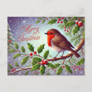 Cartes Pour Fêtes Annuelles Joyeux Noël Red Robin et Berries