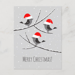 Cartes Pour Fêtes Annuelles Joyeux Noël Red Santa Hat Birds