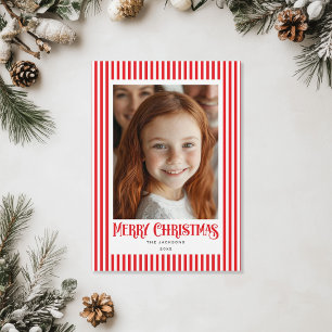 Cartes Pour Fêtes Annuelles Joyeux Noël Red Stripes Design de vacances