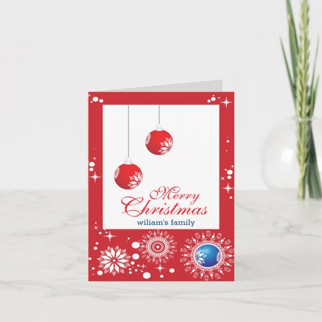 Cartes Pour Fêtes Annuelles Joyeux Noël Red & White Snowflakes (Devant)