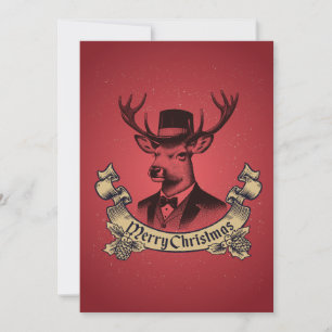 Cartes Pour Fêtes Annuelles Joyeux Noël Renne Élégant Vintage