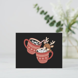 Cartes Pour Fêtes Annuelles Joyeux Noël Renne Mignon Famille Xmas Café 
