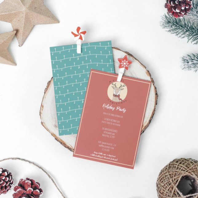 Cartes Pour Fêtes Annuelles Joyeux Noël Renne Mignon Fête de Fêtes (Créateur téléchargé)