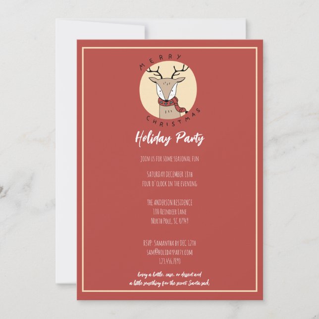 Cartes Pour Fêtes Annuelles Joyeux Noël Renne Mignon Fête de Vacances (Devant)