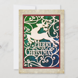 Cartes Pour Fêtes Annuelles Joyeux Noël Renne Silhouettes Flocon de Neige