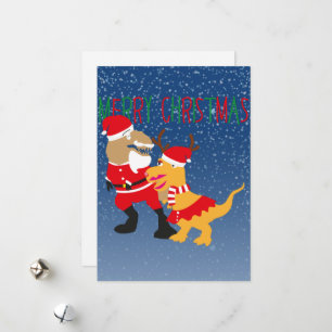 Cartes Pour Fêtes Annuelles joyeux noël, rennes santa claus dinosaures