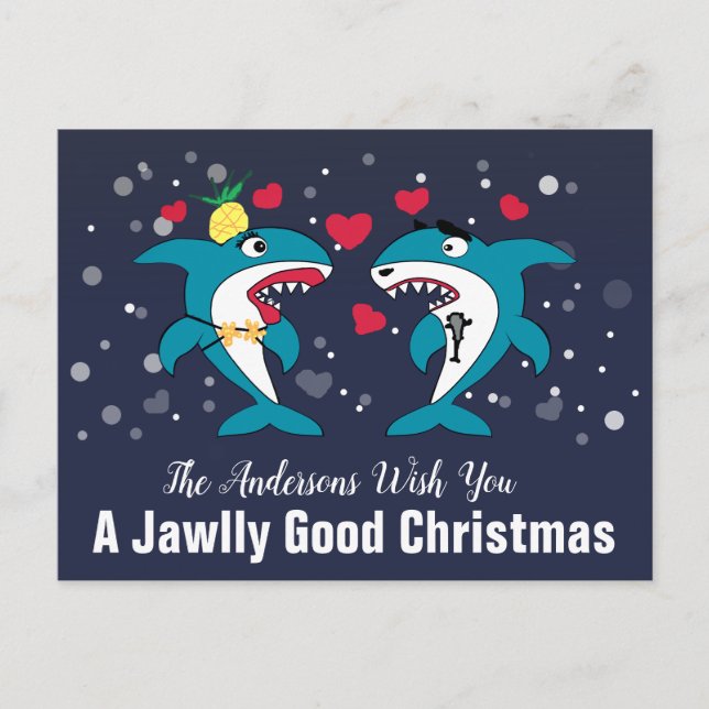Cartes Pour Fêtes Annuelles Joyeux Noël Requins Personnalisé (Devant)